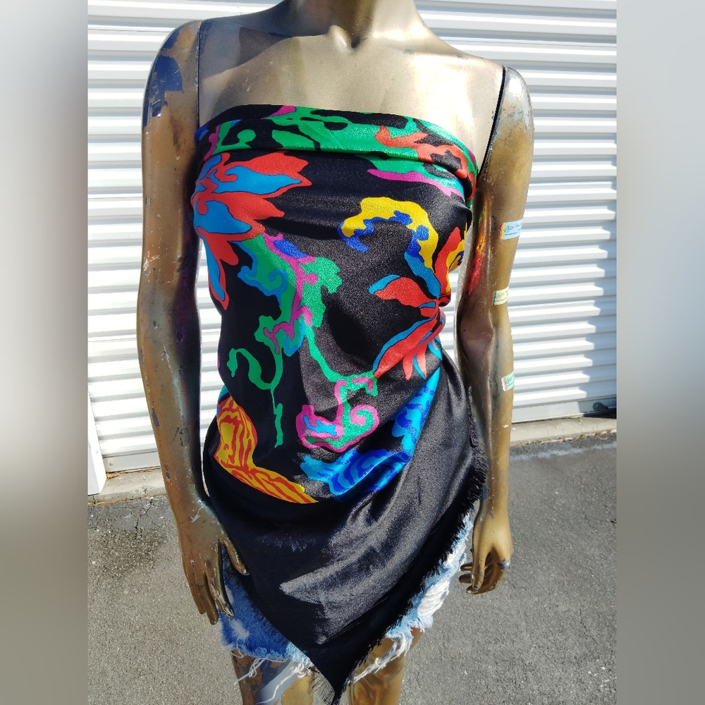 Gucci Black Multicolor Patterned Scarf